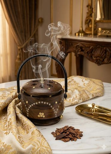 Luxury wooden Bakhoor Burner | Elegant Oud & Incense Burner for Home & Majlis,  مبخرة بخور – Vendix